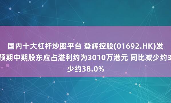 国内十大杠杆炒股平台 登辉控股(01692.HK)发盈警 预期中期股东应占溢利约为3010万港元 同比减少约38.0%